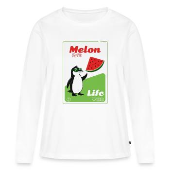 Melon Life Pinguin - Frauen Premium Bio Langarmshirt - Weiß - Vorne - Julia (174cm)