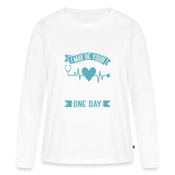 Peut-être ton cœur One Day - T-shirt manches longues Premium bio Femme - blanc - Devant - Julia (174cm)