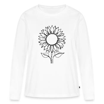 Fleur Fleur Noire Fleurs de Tournesol Fleurs - T-shirt manches longues Premium bio Femme - blanc - Devant - Julia (174cm)
