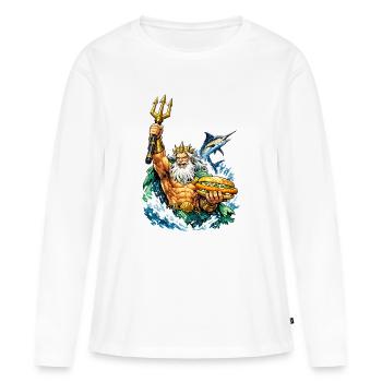 Neptune avec des sandwiches au poisson - T-shirt manches longues Premium bio Femme - blanc - Devant - Julia (174cm)