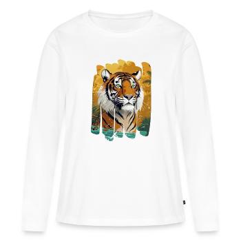 Jungle Tiger Sliver Print - Women's Premium Organic Long Sleeve Shirt - white - Front - Julia (174cm)
