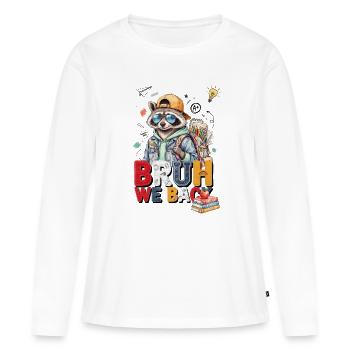 Mec, on est à l’école pour raton laveur - T-shirt manches longues Premium bio Femme - blanc - Devant - Julia (174cm)