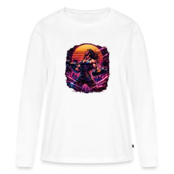 Workout  - Frauen Premium Bio Langarmshirt - Weiß - Vorne - Julia (174cm)