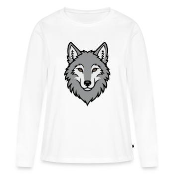 Tête de loup gris Nature sauvage Animal naturel - T-shirt manches longues Premium bio Femme - blanc - Devant - Julia (174cm)