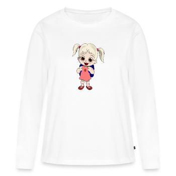 lorey.w "écolière" - T-shirt manches longues Premium bio Femme - blanc - Devant - Julia (174cm)