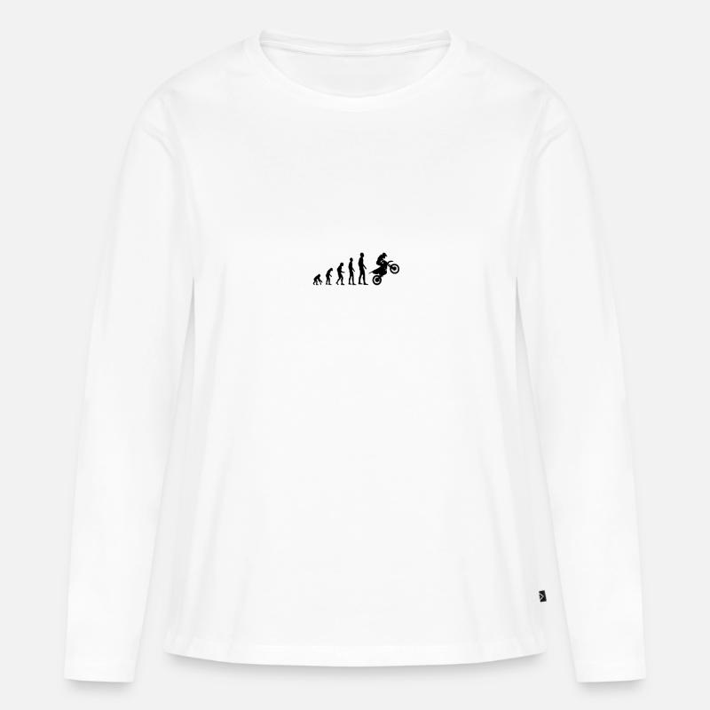 Evolution Affe Mensch Motorrad - Frauen Premium Bio Langarmshirt - Weiß