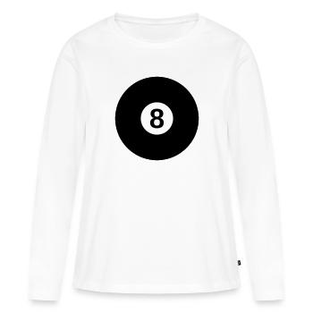 schwarze Billardkugel mit der Zahl 8 - Frauen Premium Bio Langarmshirt - Weiß - Vorne - Julia (174cm)