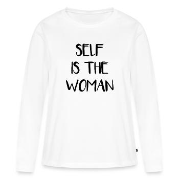 Even the woman is Denglish - Women's Premium Organic Long Sleeve Shirt - white - Front - Julia (174cm)