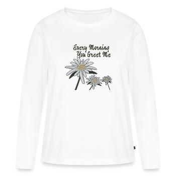 Edelweiss Edelweiss Every Morning You Greet Me - T-shirt manches longues Premium bio Femme - blanc - Devant - Julia (174cm)