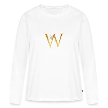 Lettre initiale W - T-shirt manches longues Premium bio Femme - blanc - Devant - Julia (174cm)