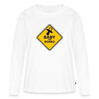 Bébé à bord - T-shirt manches longues Premium bio Femme - blanc - Devant - Julia (174cm)