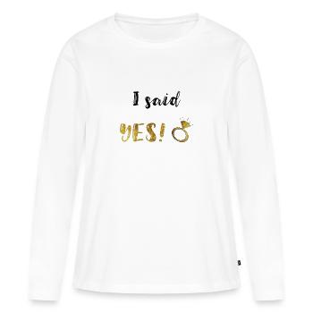 j'ai dit oui - T-shirt manches longues Premium bio Femme - blanc - Devant - Julia (174cm)