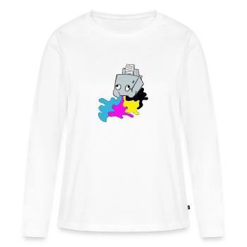 Imprimante douce - T-shirt manches longues Premium bio Femme - blanc - Devant - Julia (174cm)