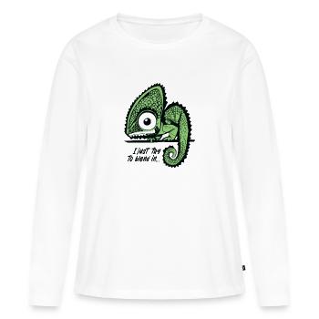 Mélange caméléon - T-shirt manches longues Premium bio Femme - blanc - Devant - Julia (174cm)