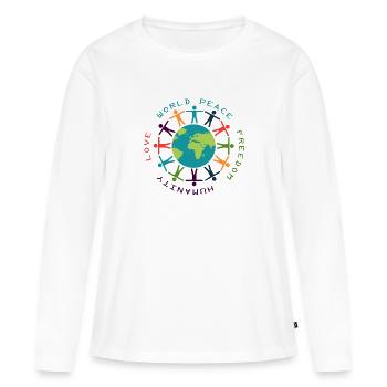 World peace - Freedom - humanity - Frauen Premium Bio Langarmshirt - Weiß - Vorne - Julia (174cm)