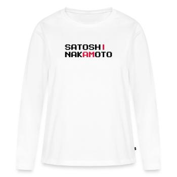 JE SUIS SATOSHI NAKAMOTO - T-shirt manches longues Premium bio Femme - blanc - Devant - Julia (174cm)