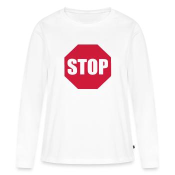 panneau d'arrêt - T-shirt manches longues Premium bio Femme - blanc - Devant - Julia (174cm)