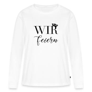 Braut - JGA - Wir feiern - Wedding - Bride - Frauen Premium Bio Langarmshirt - Weiß - Vorne - Julia (174cm)