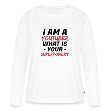 Idées cadeaux Youtube Youtuber Hobby - T-shirt manches longues Premium bio Femme - blanc - Devant - Julia (174cm)