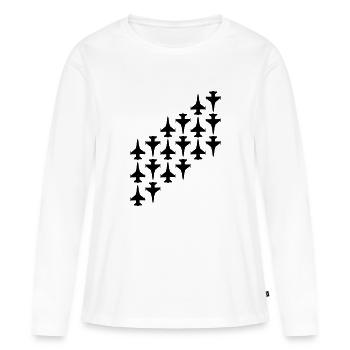 avion de combat - T-shirt manches longues Premium bio Femme - blanc - Devant - Julia (174cm)
