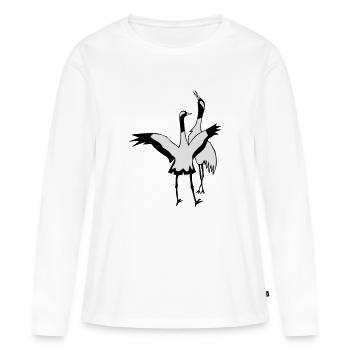 Kraniche - Frauen Premium Bio Langarmshirt - Weiß - Vorne - Julia (174cm)
