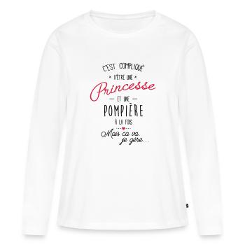 Princesse et pompière - pompier - T-shirt manches longues Premium bio Femme - blanc - Devant - Julia (174cm)