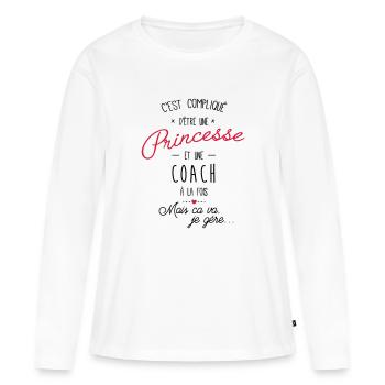 Princesse et coach - T-shirt manches longues Premium bio Femme - blanc - Devant - Julia (174cm)