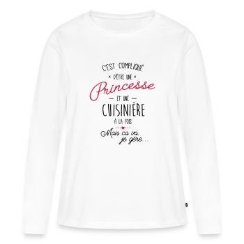 Princesse et cuisinière - T-shirt manches longues Premium bio Femme - blanc - Devant - Julia (174cm)