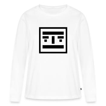 Robot Face Minimal - T-shirt manches longues Premium bio Femme - blanc - Devant - Julia (174cm)