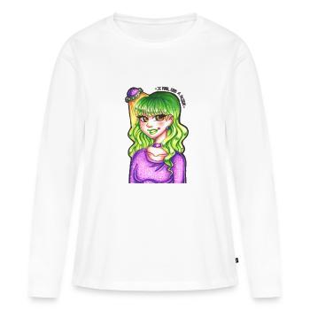 Je ressens comme alien - T-shirt manches longues Premium bio Femme - blanc - Devant - Julia (174cm)