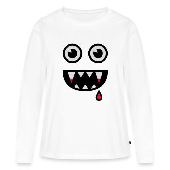Petit vampire / Petit vampire - T-shirt manches longues Premium bio Femme - blanc - Devant - Julia (174cm)