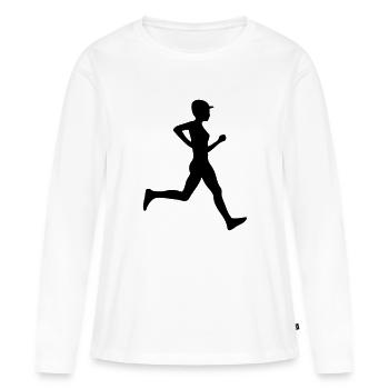 course a pied - T-shirt manches longues Premium bio Femme - blanc - Devant - Julia (174cm)