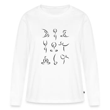 Position Yoga - T-shirt manches longues Premium bio Femme - blanc - Devant - Julia (174cm)