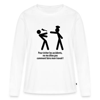 accident travail - T-shirt manches longues Premium bio Femme - blanc - Devant - Julia (174cm)