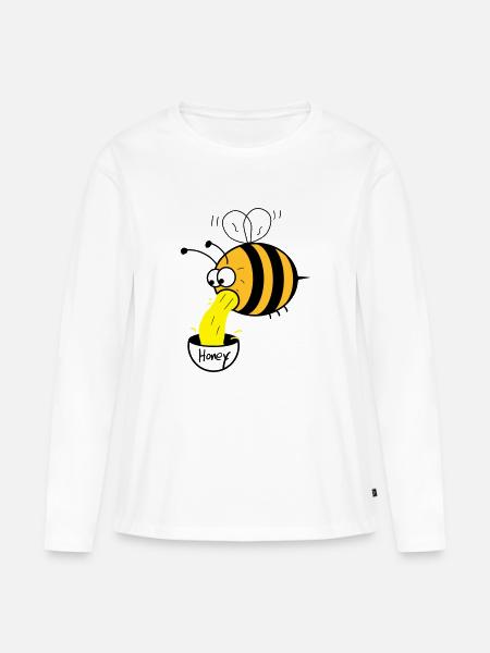 Biene kotzt Honig - Frauen Premium Bio Langarmshirt - Weiß