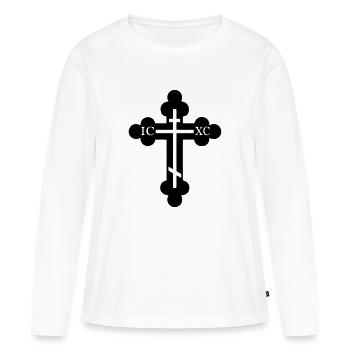 croix religion orthodoxe symbole - T-shirt manches longues Premium bio Femme - blanc - Devant - Julia (174cm)