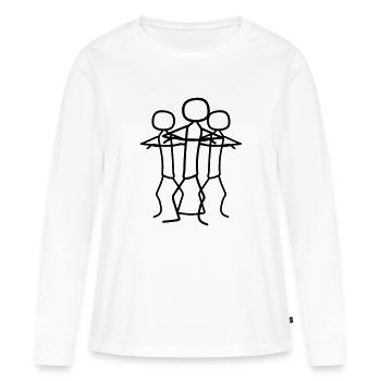 insulté team 3 amis crew strichmaennchen pauvre - T-shirt manches longues Premium bio Femme - blanc - Devant - Julia (174cm)