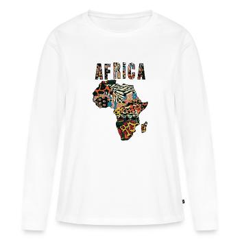 Afrique - T-shirt manches longues Premium bio Femme - blanc - Devant - Julia (174cm)