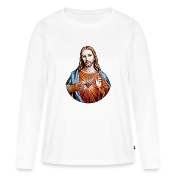 Jésus-Christ * peinture de Jésus-Christ - T-shirt manches longues Premium bio Femme - blanc - Devant - Julia (174cm)