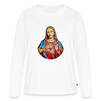 Jésus Christ Jésus-Christ Tourbillon sur l’eau - T-shirt manches longues Premium bio Femme - blanc - Devant - Julia (174cm)
