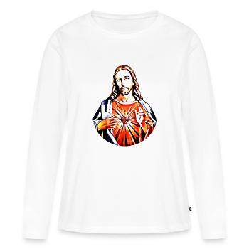 Jésus-Christ * contraste de Jésus-Christ - T-shirt manches longues Premium bio Femme - blanc - Devant - Julia (174cm)