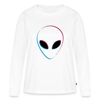 Effet 3D extraterrestre - T-shirt manches longues Premium bio Femme - blanc - Devant - Julia (174cm)