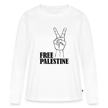 la Palestine libre - T-shirt manches longues Premium bio Femme - blanc - Devant - Julia (174cm)