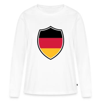 Deutschland Wappen Flagge - Germany Fussball Team - Frauen Premium Bio Langarmshirt - Weiß - Vorne - Julia (174cm)