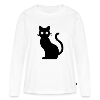 Chat Chat Noir - T-shirt manches longues Premium bio Femme - blanc - Devant - Julia (174cm)