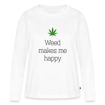l’herbe me rend heureux cannabis marijuana - T-shirt manches longues Premium bio Femme - blanc - Devant - Julia (174cm)