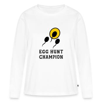 CHAMPION DE LA CHASSE AUX ŒUFS - T-shirt manches longues Premium bio Femme - blanc - Devant - Julia (174cm)
