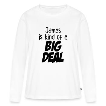 James est un peu un gros problème - T-shirt manches longues Premium bio Femme - blanc - Devant - Julia (174cm)