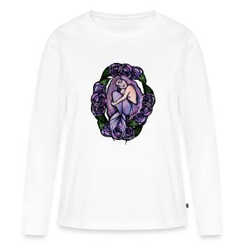 Sirène Violet - T-shirt manches longues Premium bio Femme - blanc - Devant - Julia (174cm)