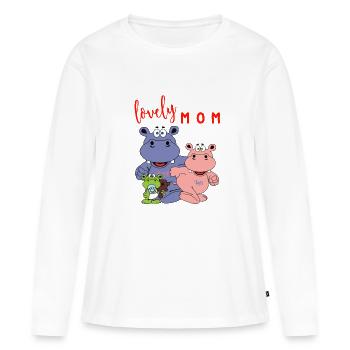 Charmante maman Hippo Hippo Mère monoparentale - T-shirt manches longues Premium bio Femme - blanc - Devant - Julia (174cm)
